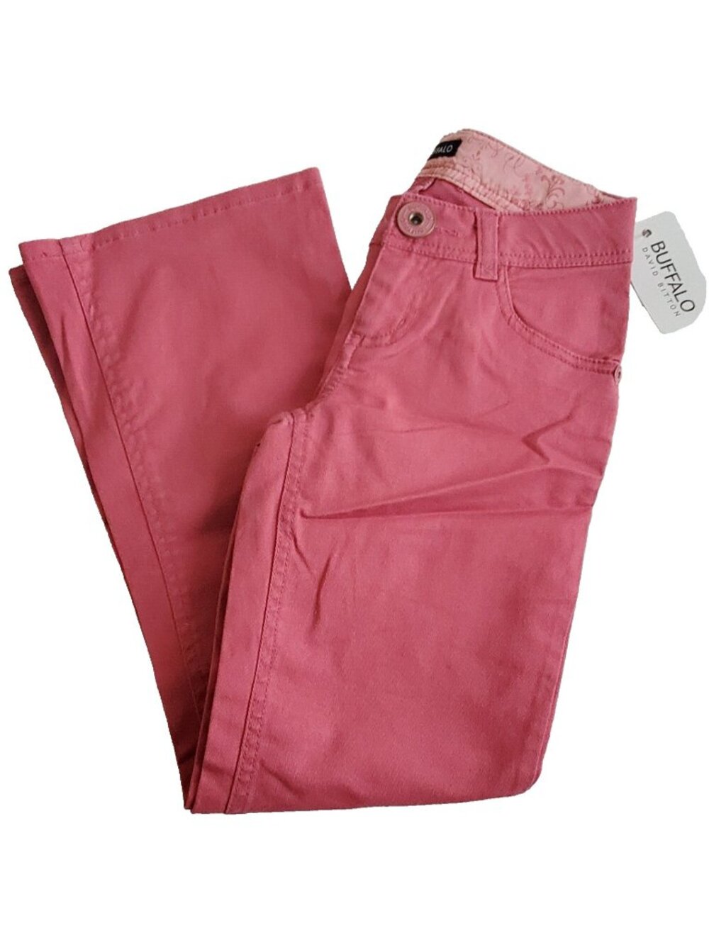 Buffalo David Bitton Corky Girls Pink Pants Flare Adjustable Stretch Size 5 NEW